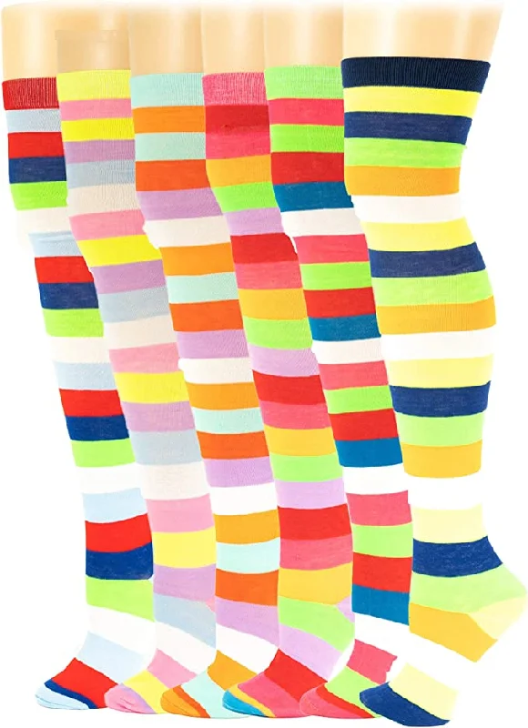 Weekend Discounts You Deserve Thigh High Over the Knee Socks | Neon Color Wide Stripes | Women (6 Pairs) Weekend Discounts You Deserve Thigh High Over the Knee Socks | Neon Color Wide Stripes | Women (6 Pairs)
