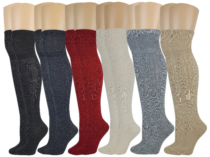 Great Deal Over the Knee Tigh-High Socks | Knit Assorted Colors | Women (6 Pairs)