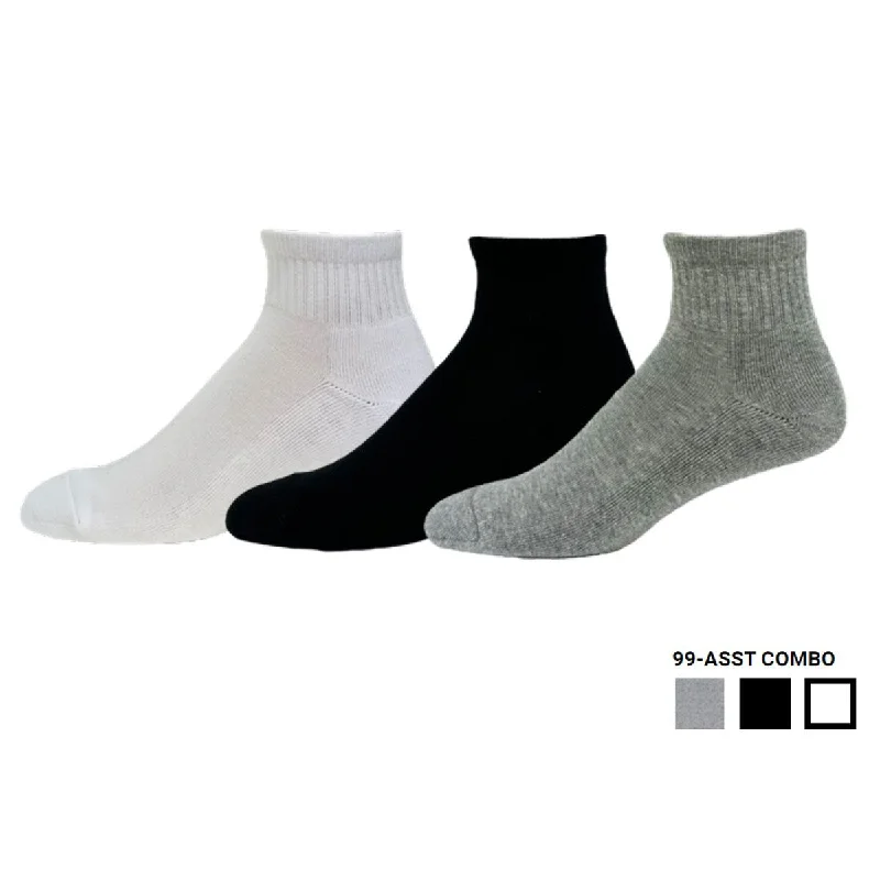 Weekend Shopping Bliss "90% Cotton Quarter" Athletic Ankle Socks (3 Pairs) by KEY