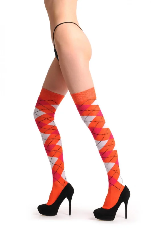 Markdown Sale Argyle White Orange & Red