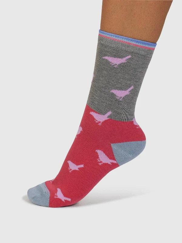 Unbeatable Deal Birdie Colour Block Bamboo Socks - Mid Grey Marle