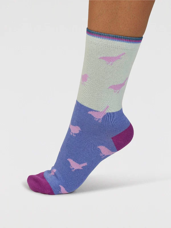 Limited Supply Birdie Colour Block Bamboo Socks - Spearmint Green