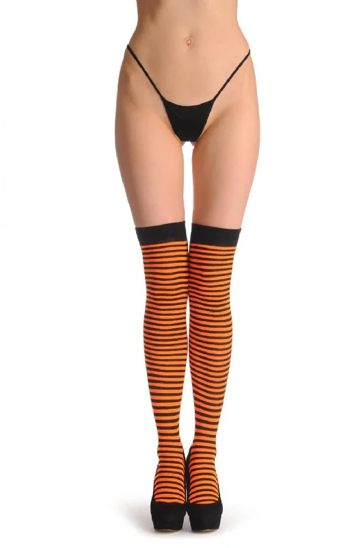 Your Weekend, Your Savings Black & Neon Orange Thin Stripes