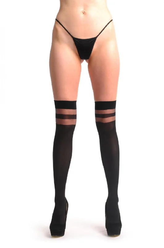 Weekend Savings Fiesta Black Opaque With Transparent Stripes Top