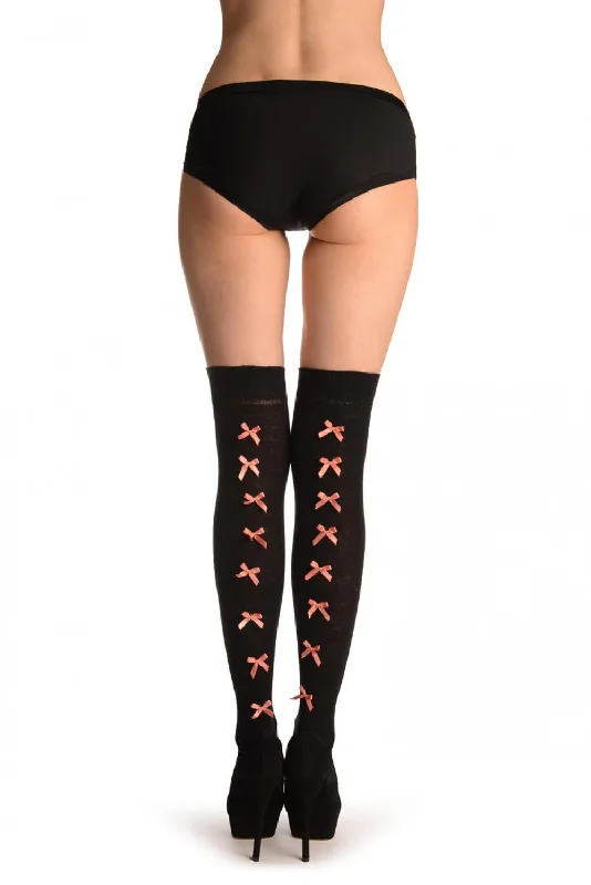 Weekend Discounts to Savor Black With Champagne Pink Satin Bows At The Back
