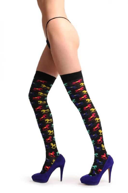 Weekend Savings Bonanza Black With Red Blue Yellow & Green Ponies