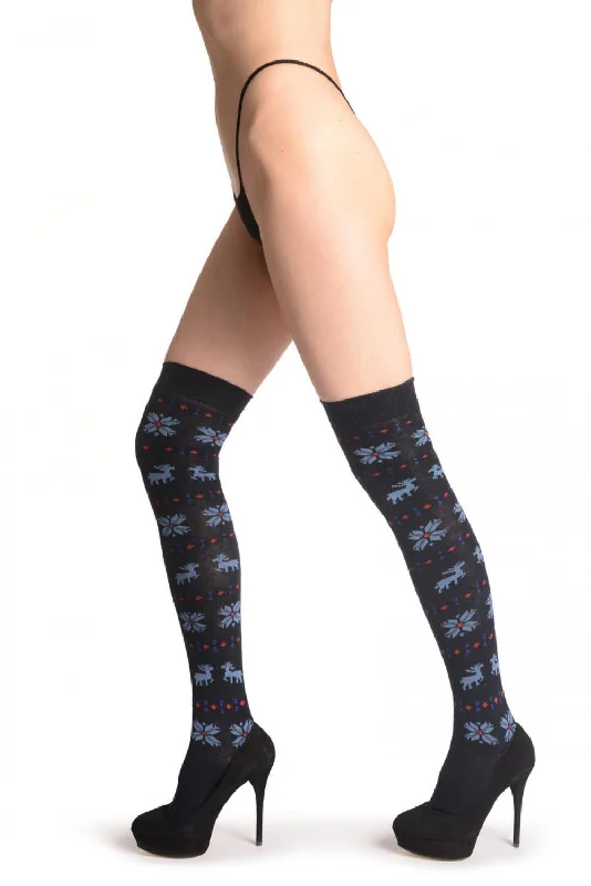 Weekend Specials to Cherish Blue Fairisle & Reindeers On Dark Blue