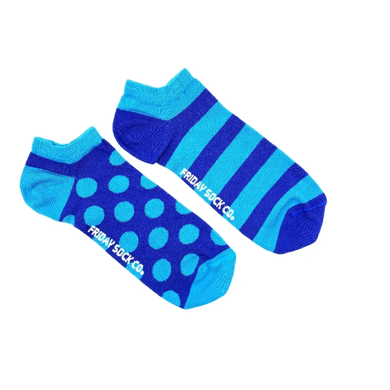 Weekend Discounts to Relish Men's Blue Stripes & Dots Ankle Socks