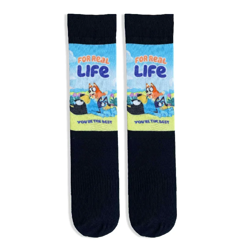Crazy Savings Bluey 'For Real Life' Adult Printed Socks