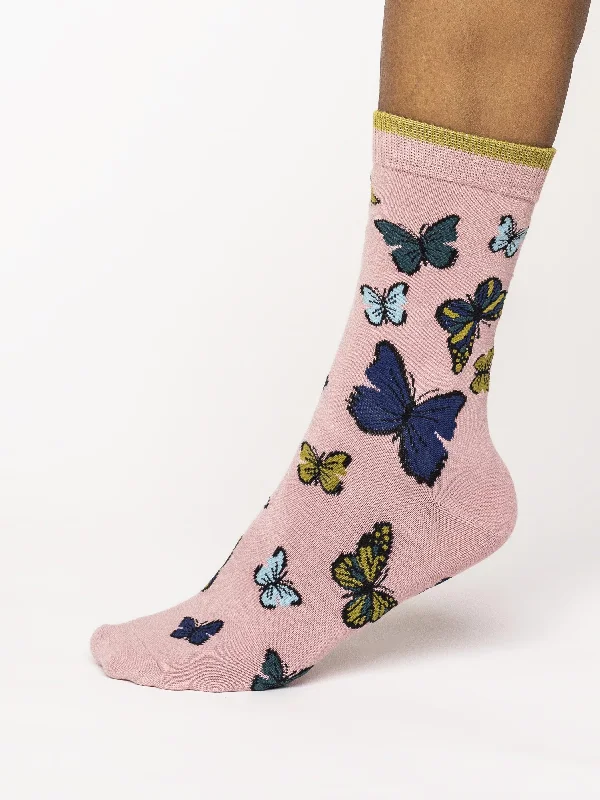 Great Deal Butterfly Socks - Blush Pink