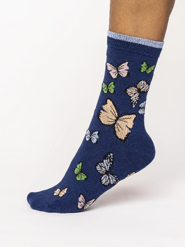 Super Sale Butterfly Socks - Twilight Blue