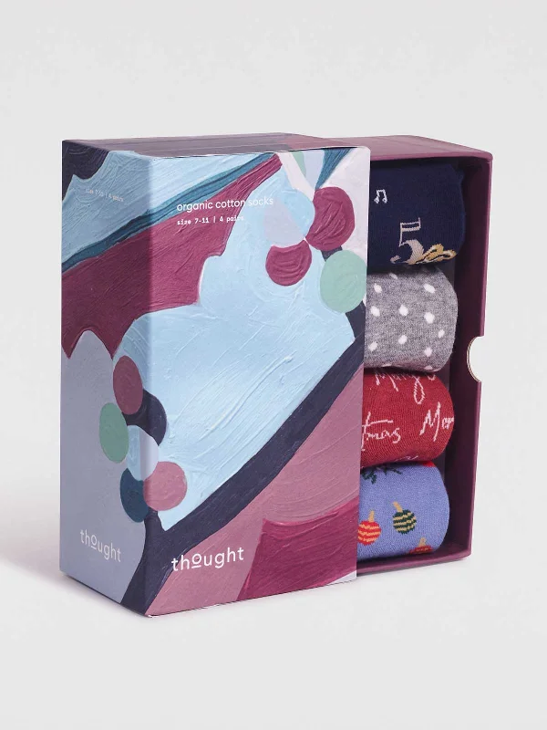 Hurry In Carole Organic Cotton Christmas Sock Box - Multi