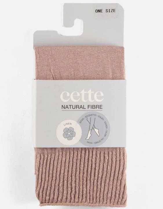 Closeout Deal Cette Linen Socks 290-12 Wood Rose