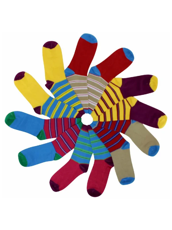 Weekend Bargains Just for You Colorful & Bright Stripe Womens 6 Pack Novelty Socks
