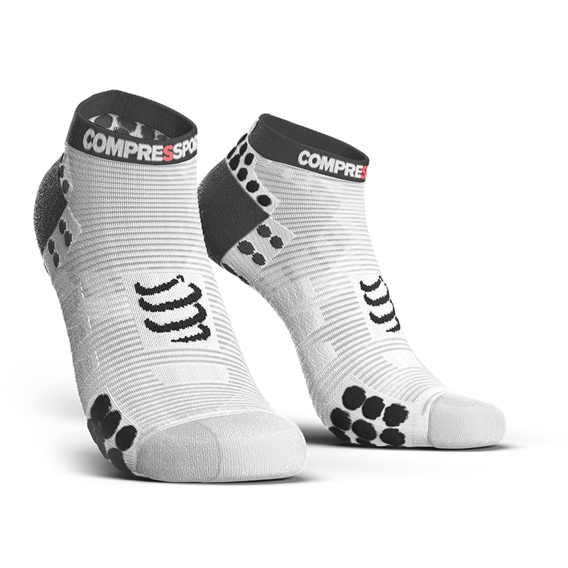 Final Offer COMPRESSPORT PRO RACING SOCKS RUN LOW ASIA (RSLV3-00BK-AS)- WHITE/BLACK