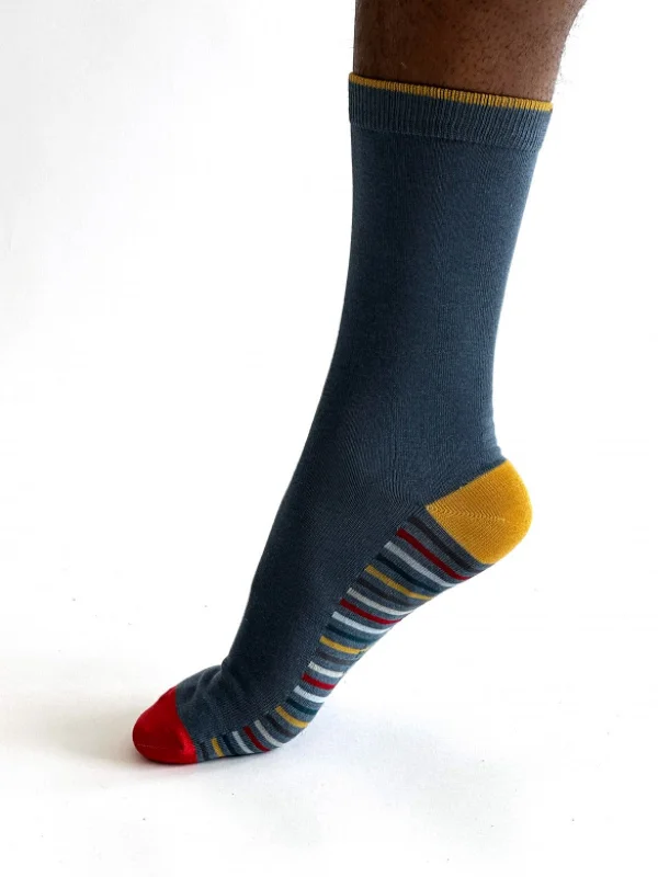 Limited Offer Conall Stripe Bamboo Socks - Dusky Blue