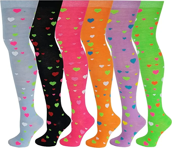 Weekend Steals Await Thigh High Over the Knee Socks | Neon Hearts Dot | Women (6 Pairs) Weekend Steals Await Thigh High Over the Knee Socks | Neon Hearts Dot | Women (6 Pairs)