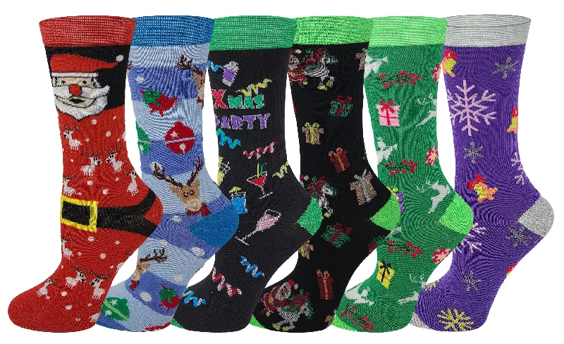 Weekend Offers That Sizzle Crew Socks | Christmas Holiday Festive Design | Women (6 Pairs) Weekend Offers That Sizzle Crew Socks | Christmas Holiday Festive Design | Women (6 Pairs)