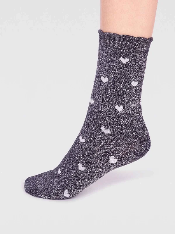 Hot Buy Crystelle Heart Sparkle Sock - Black