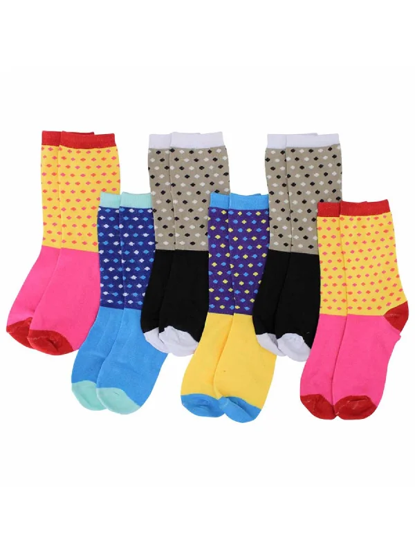 Weekend Bargains to Love Diamond Multicolor Womens 6 Pack Crew Socks