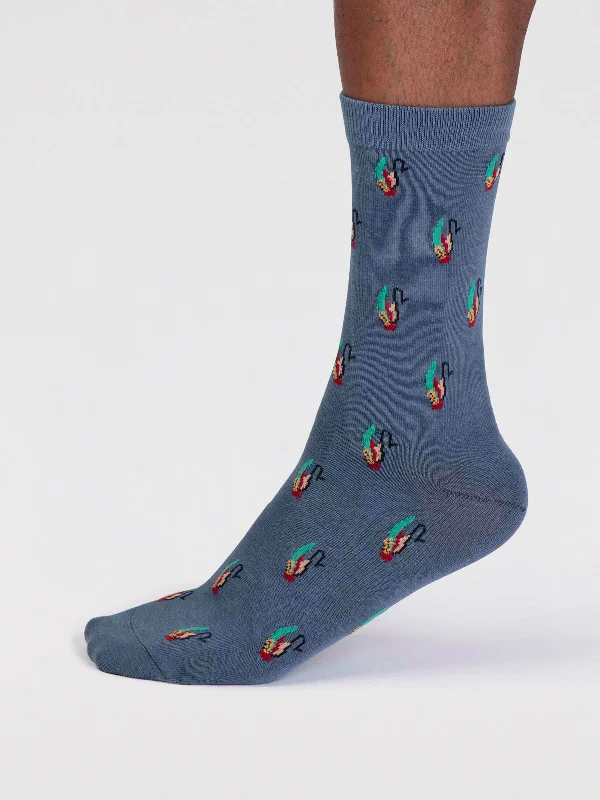 Lowest Price Finley Organic Cotton Fly Fishing Socks - Misty Blue