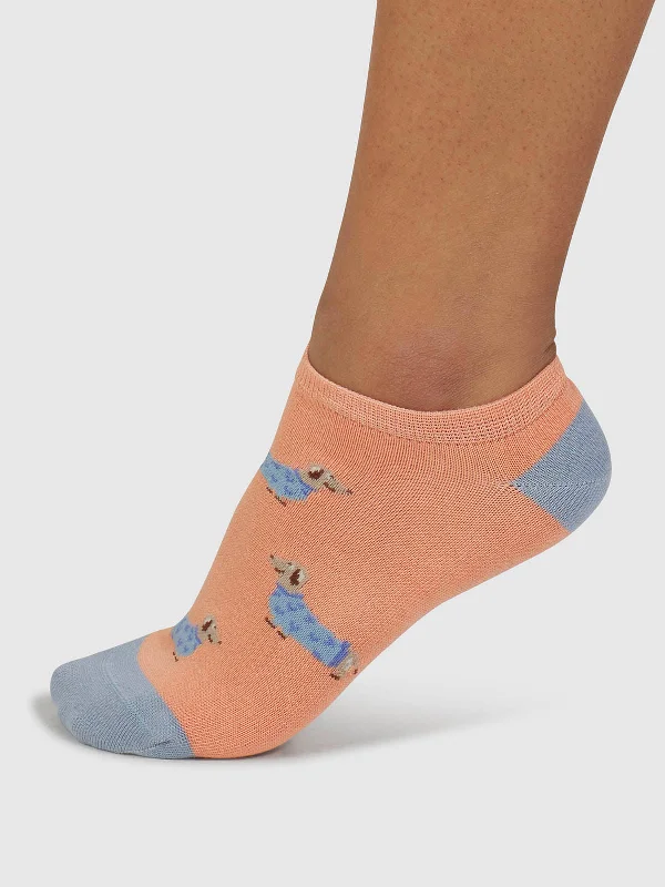 Weekend Deals That Spark Freda Dachshund Organic Cotton Trainer Socks - Coral Orange