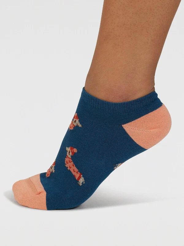 Weekend Bargains to Indulge In Freda Dachshund Organic Cotton Trainer Socks - Lake Blue