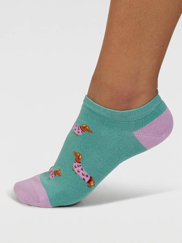 Best Choice Freda Dachshund Organic Cotton Trainer Socks - Pine Green