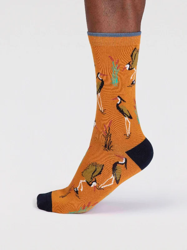 Weekend Deal Gino Bamboo Heron Bird Socks - Turmeric Yellow