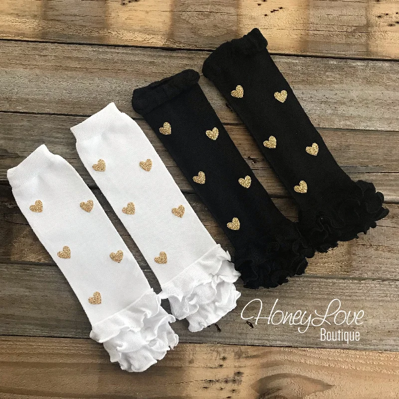 Bargain Alert Gold glitter heart ruffle bottom leg warmers stockings leggings, white black red coral pink light pink, infant baby toddler little girl Bargain Alert Gold glitter heart ruffle bottom leg warmers stockings leggings, white black red coral pink light pink, infant baby toddler little girl