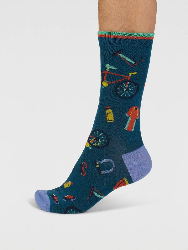 Shop and Save Griffen Bike Parts Organic Cotton Socks - Lake Blue