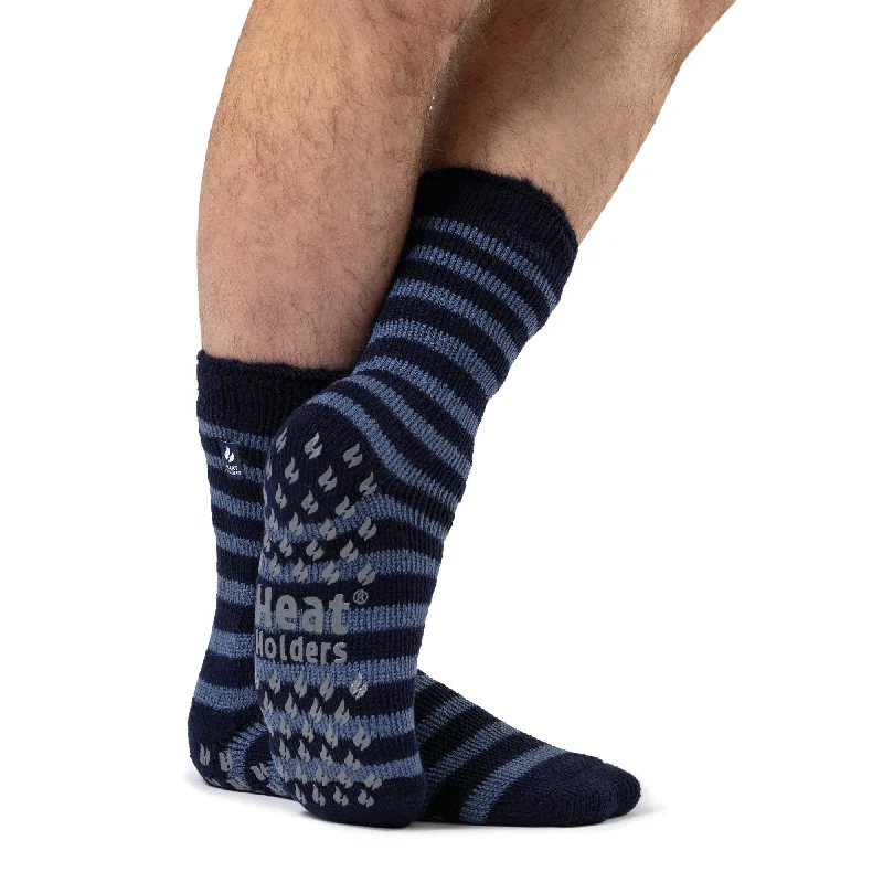 Weekend Discounts to Relish Mens Original Thermal Slipper Socks - Navy Stripe