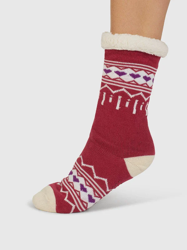 Extra Savings Ilah Fair Isle Slipper Socks - Radish Pink
