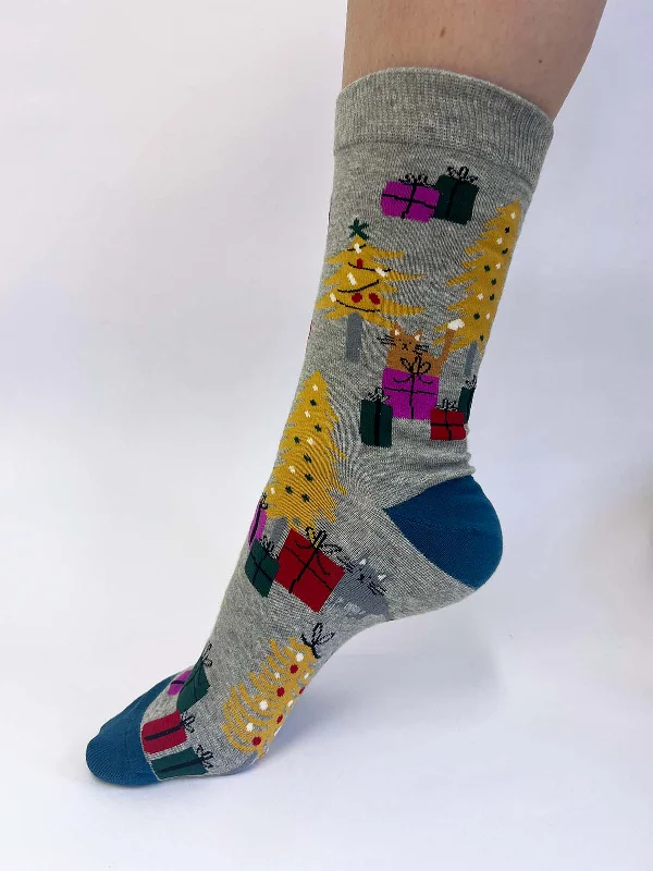 Massive Deal Jemila Christmas Organic Cotton Socks - Mid Grey Marle