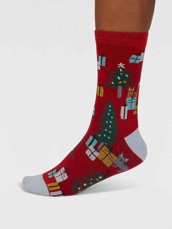 Great Deal Jemila Christmas Organic Cotton Socks - Poppy Red