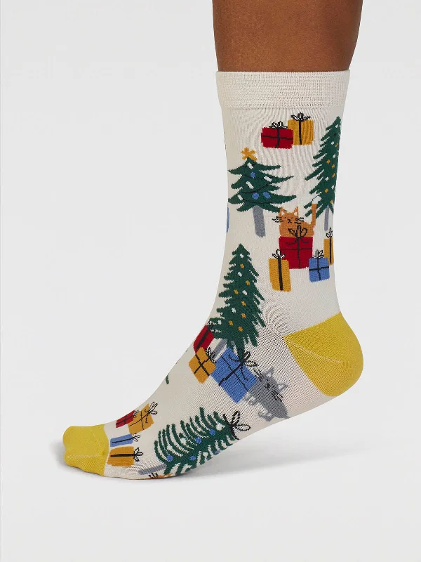 Best Seller Jemila Christmas Organic Cotton Socks - Stone White