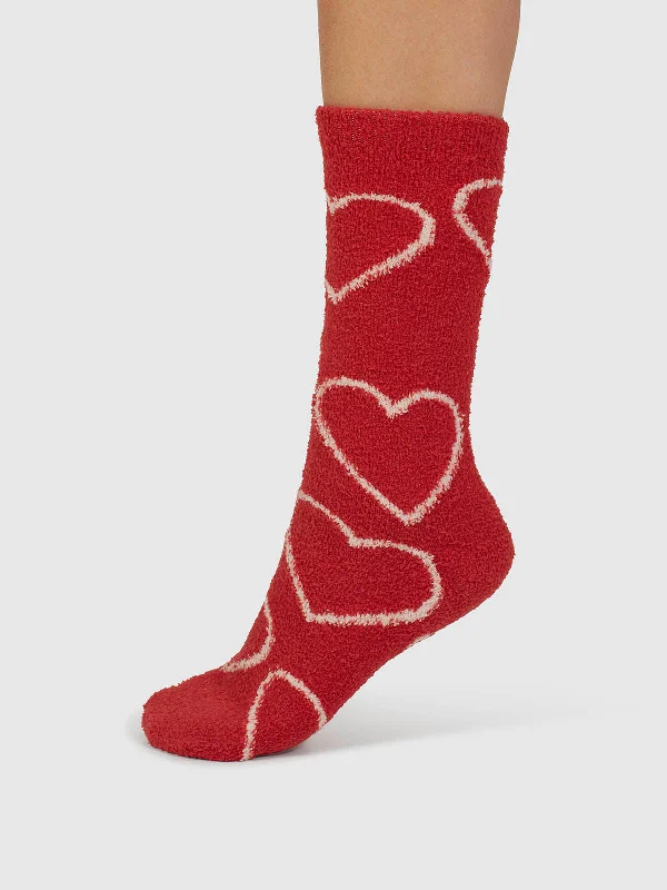 Top Pick Marjorie Fluffy Bed Socks - Poppy Red