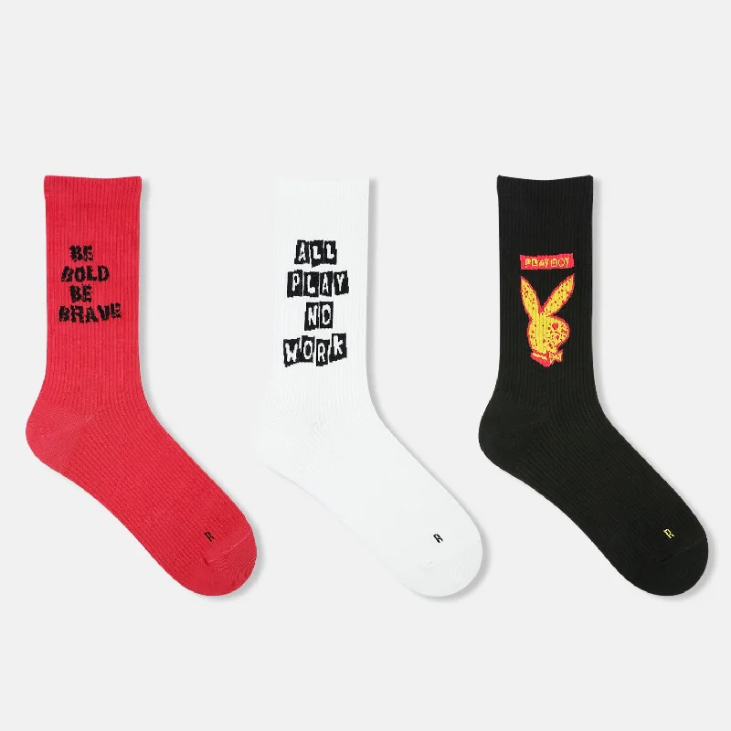 Weekend Deals That Dazzle Men’s Playboy Themed Ribbed Crew Socks - Fun Collection