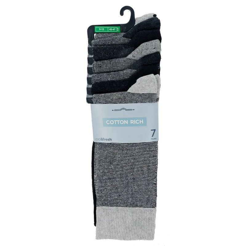 Low Price Mens 7 Pack Socks Cotton Rich Cool Fresh Stretch Size 9-12