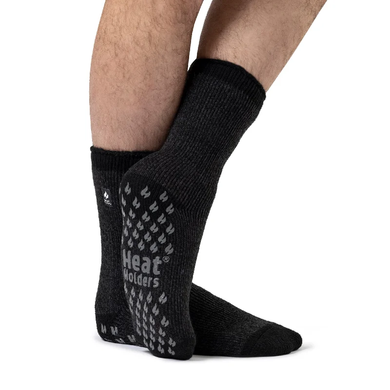 Weekend Bargains to Relish Mens Original Twist Slipper Socks - Black & Grey