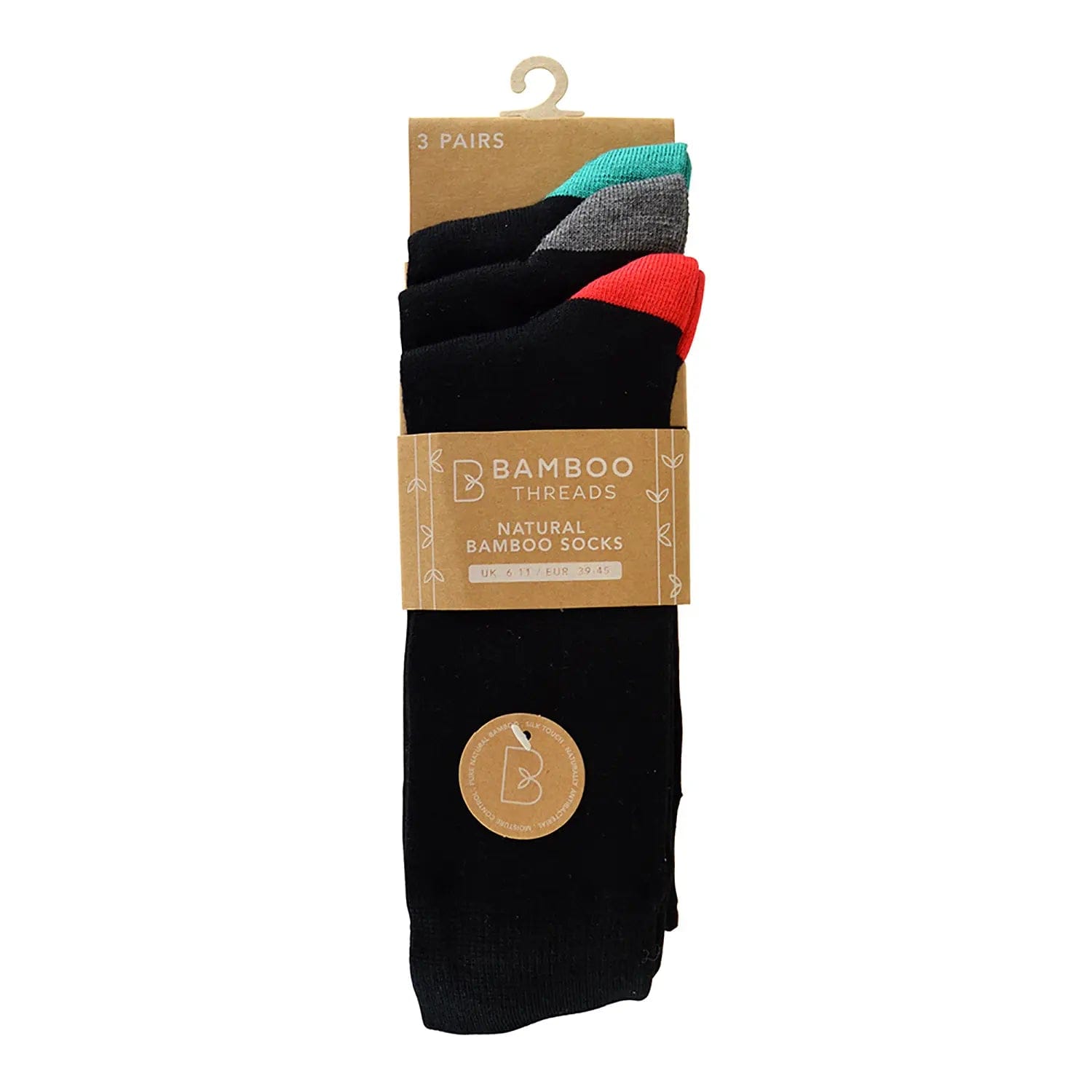 Weekend Wonders Await! Pack Of 3 Mens Natural Bamboo Socks Soft Coloured Heels UK 6-11