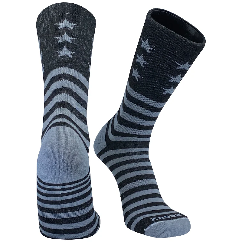 Deep Savings Pearsox USA Flag Black and Grey Stars and Stripes Crew Socks