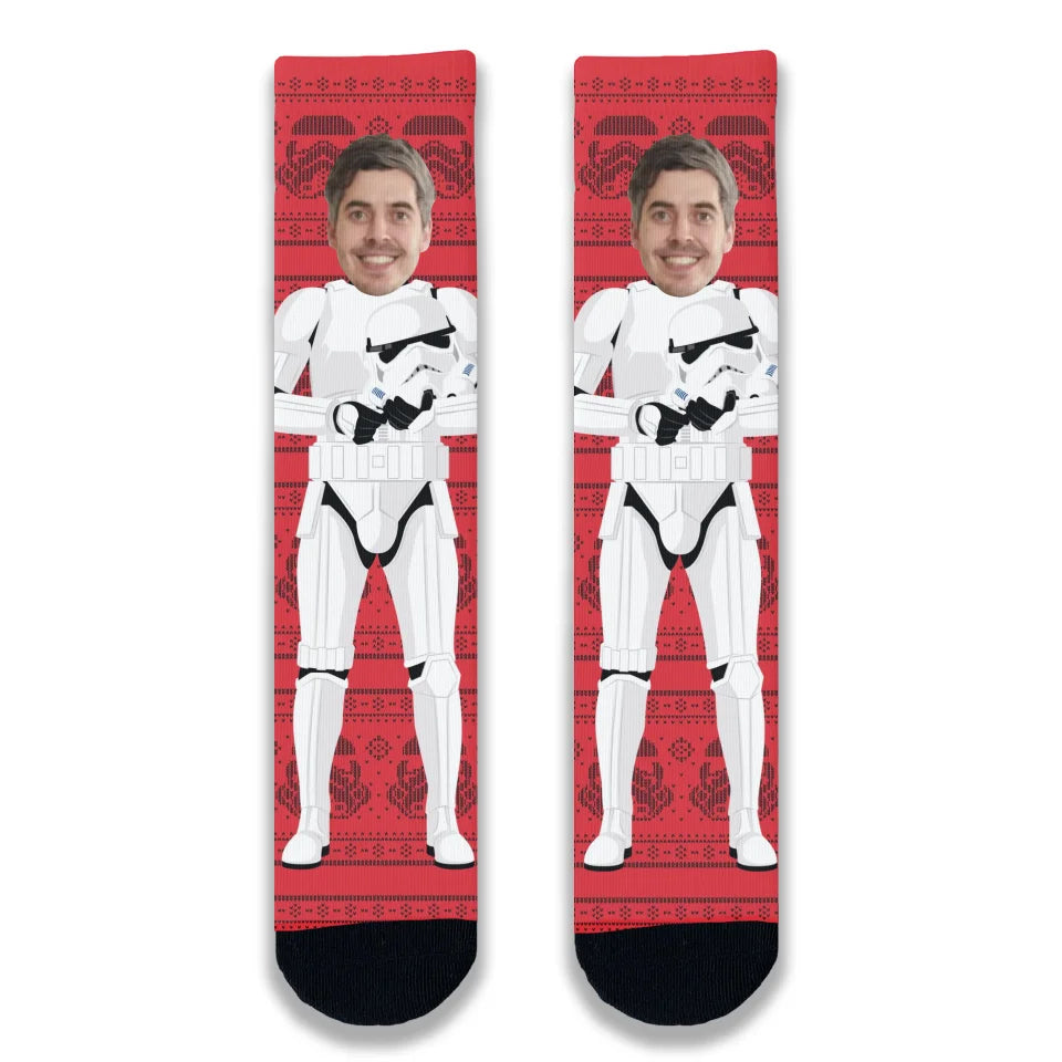 Weekend Discounts to Grab Personalised Stormtrooper Face Adult Printed Socks