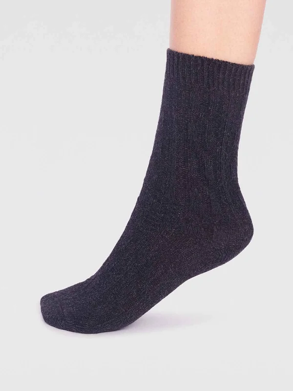 Discount Mania Rebekah Organic Cotton Slub Sock - Dark Grey Marle