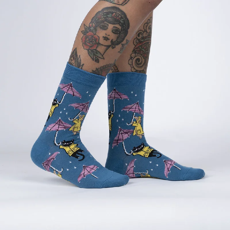 Take Advantage Sock It To Me Women's Crew Socks - Petting In The Rain