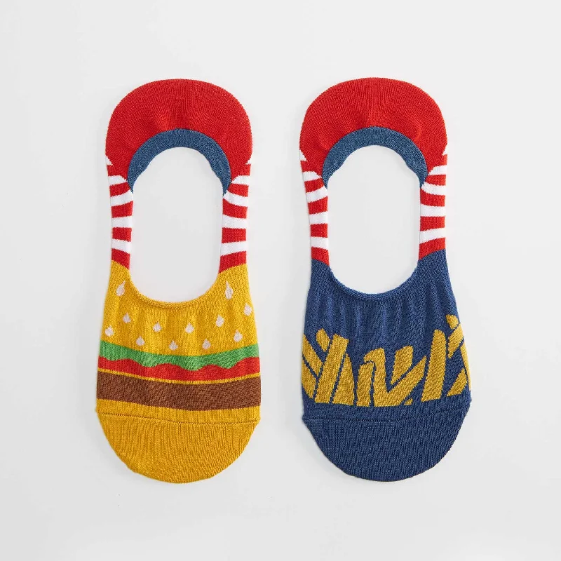 While Supplies Last Sock It To Me Women's No Show Socks - Burger and Fries