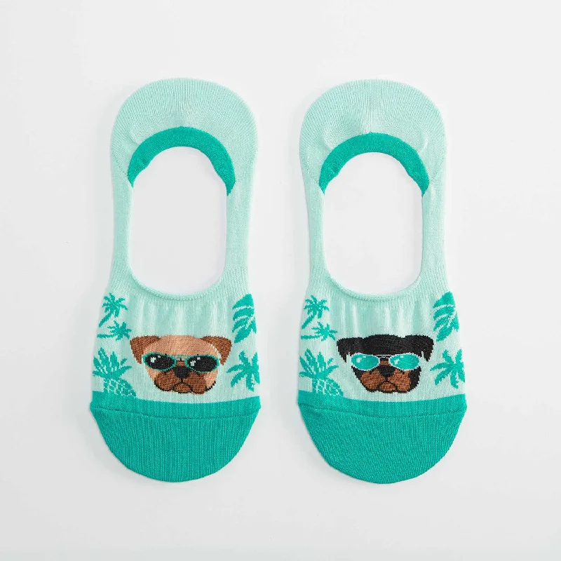 Pay Less Sock It To Me Women's No Show Socks - Sun's Out, Pugs Out