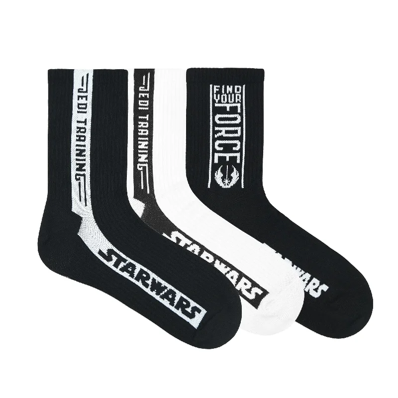 Weekend Sale: Don't Miss Out STAR WARS Gift Pack For Men- Classic Black & White - Jedi Training and Find Your Force-High Ankle Socks (Pack of 3 Pairs/1U)