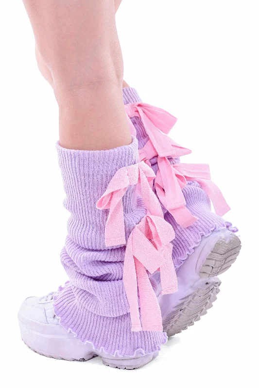Exclusive Deal Sugar Ribbon Leg Warmers - Lavender
