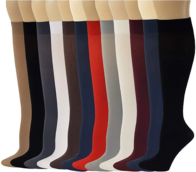 Steals and Deals Knee-High Trouser Socks | Opaque Assorted | Sumona Womens (12 Pairs)